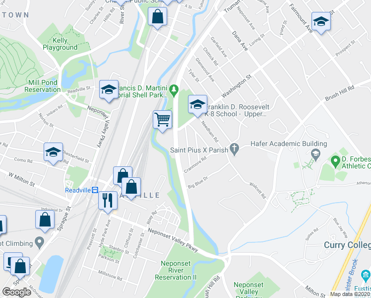 map of restaurants, bars, coffee shops, grocery stores, and more near 35 Badger Road in Boston