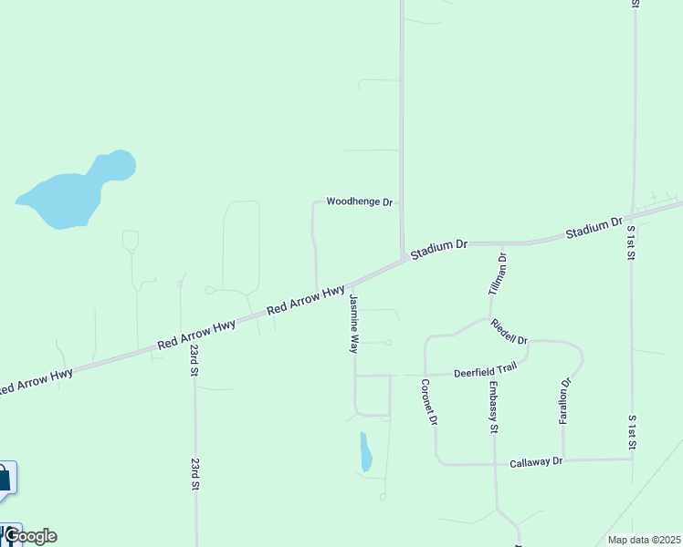 map of restaurants, bars, coffee shops, grocery stores, and more near 22252 Red Arrow Highway in Mattawan