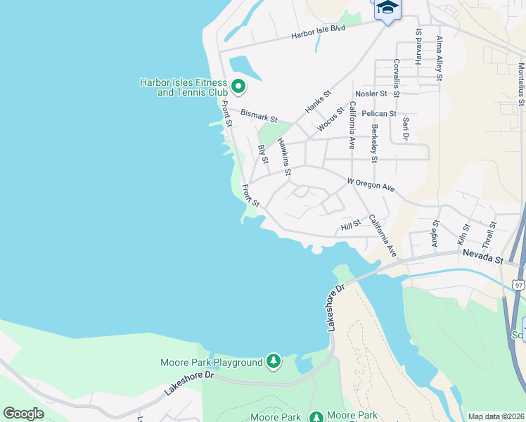 map of restaurants, bars, coffee shops, grocery stores, and more near 1200 Front Street in Klamath Falls