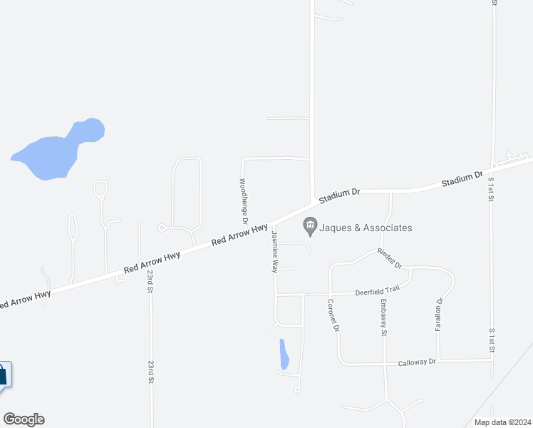 map of restaurants, bars, coffee shops, grocery stores, and more near 22252 Red Arrow Highway in Mattawan