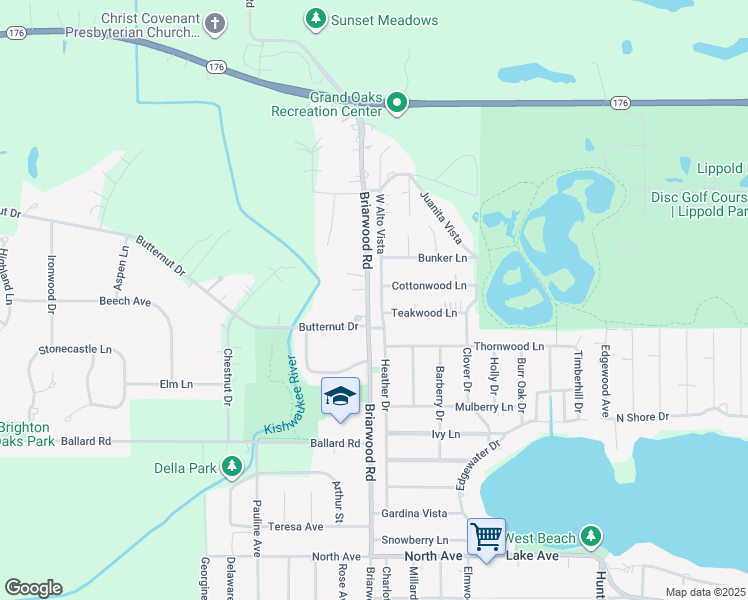 map of restaurants, bars, coffee shops, grocery stores, and more near 27 Briarwood Drive in Crystal Lake