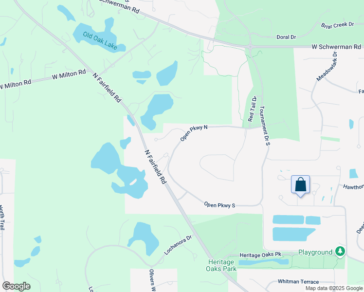 map of restaurants, bars, coffee shops, grocery stores, and more near 43 Open Parkway South in Hawthorn Woods