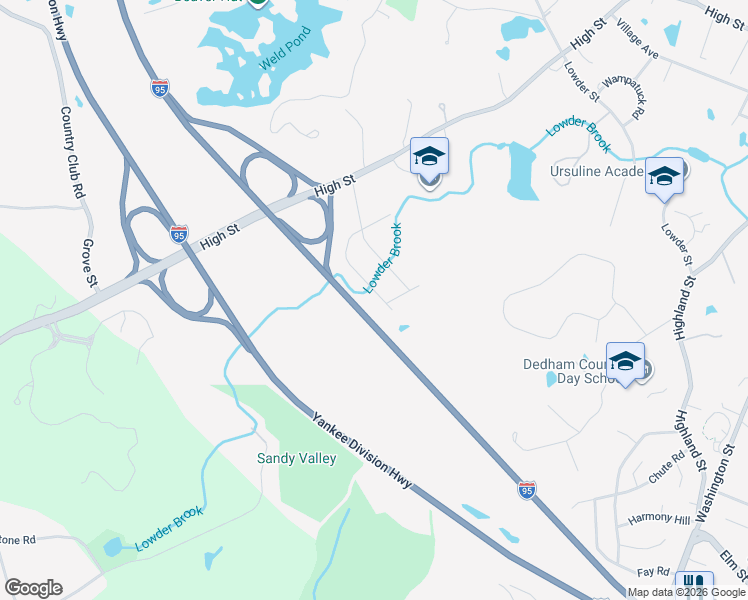 map of restaurants, bars, coffee shops, grocery stores, and more near 226 Robert Road in Dedham