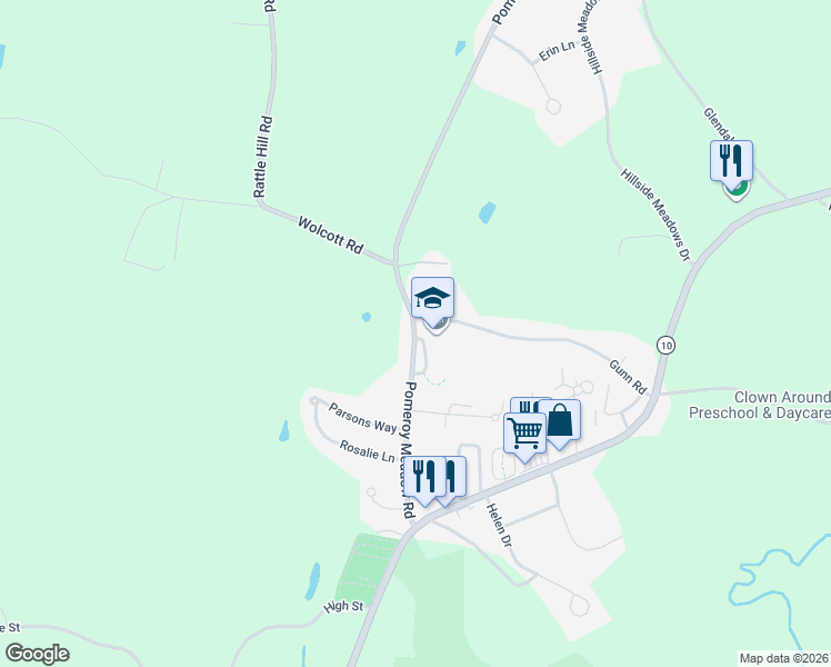 map of restaurants, bars, coffee shops, grocery stores, and more near 34 Pomeroy Meadow Road in Southampton
