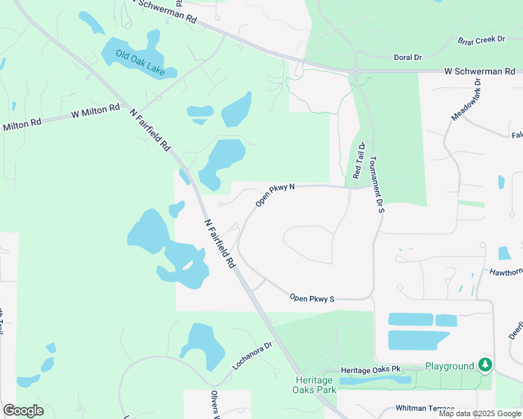 map of restaurants, bars, coffee shops, grocery stores, and more near 43 Open Parkway South in Hawthorn Woods
