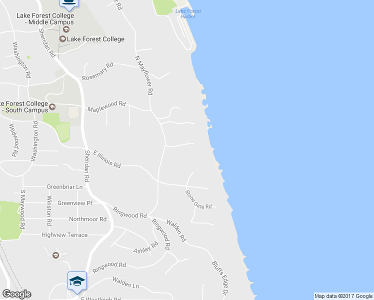 map of restaurants, bars, coffee shops, grocery stores, and more near 107 North Mayflower Road in Lake Forest