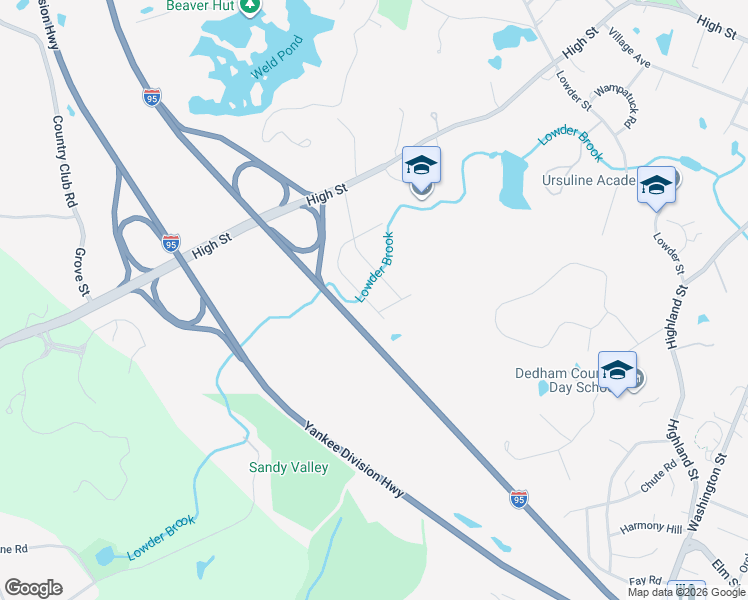 map of restaurants, bars, coffee shops, grocery stores, and more near 226 Robert Road in Dedham
