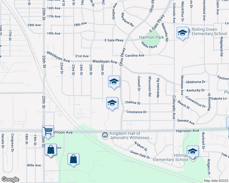 map of restaurants, bars, coffee shops, grocery stores, and more near 2325 Ohio Parkway in Rockford