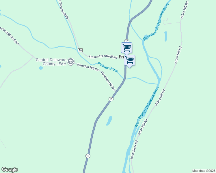 map of restaurants, bars, coffee shops, grocery stores, and more near 51 Hamden Hill Rd in Delhi