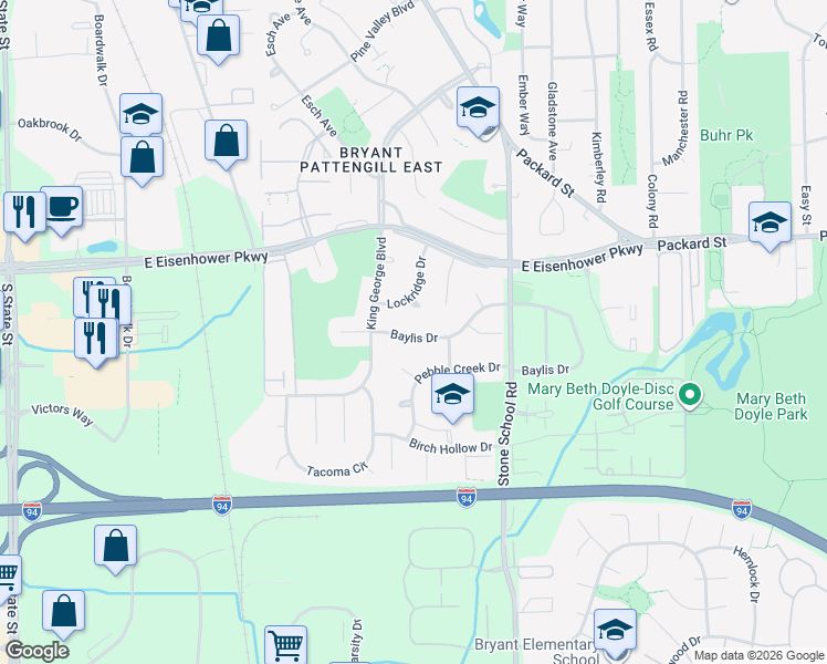 map of restaurants, bars, coffee shops, grocery stores, and more near 2863 Quail Hollow Court in Ann Arbor