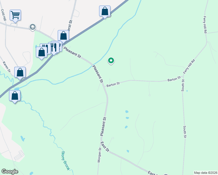 map of restaurants, bars, coffee shops, grocery stores, and more near 121-159 Pleasant St in Granby
