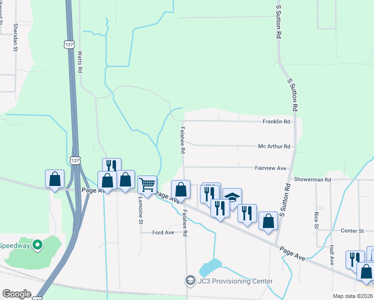 map of restaurants, bars, coffee shops, grocery stores, and more near 3978 Mc Arthur Road in Jackson