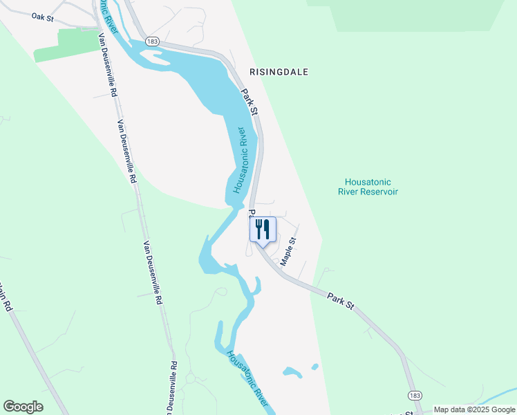 map of restaurants, bars, coffee shops, grocery stores, and more near 287-347 Park St in Great Barrington