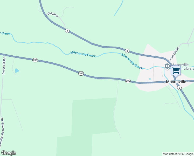 map of restaurants, bars, coffee shops, grocery stores, and more near State Highway 206 in Delaware