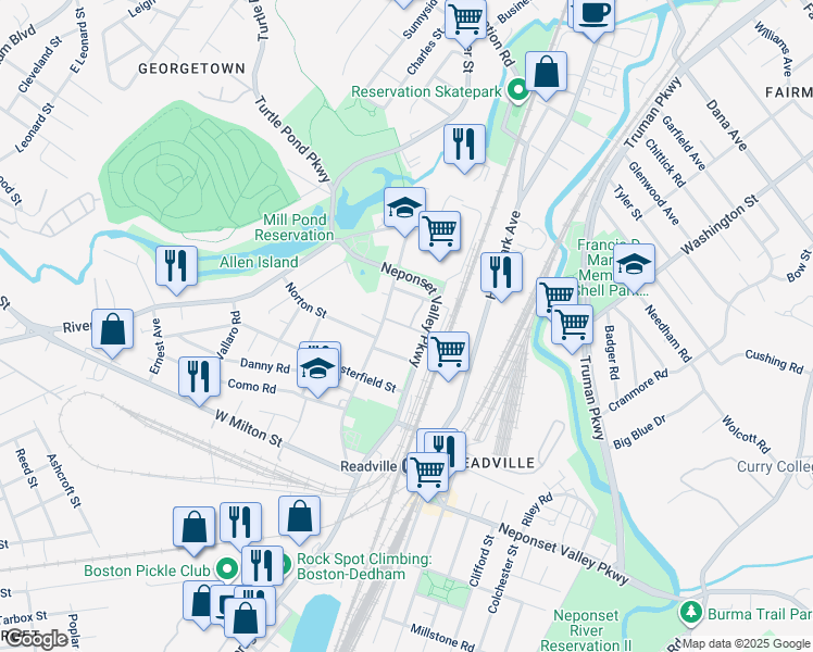 map of restaurants, bars, coffee shops, grocery stores, and more near 15 Waterloo Street in Boston