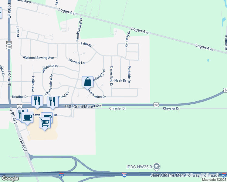 map of restaurants, bars, coffee shops, grocery stores, and more near 2958 Hiddengreen Drive in Belvidere