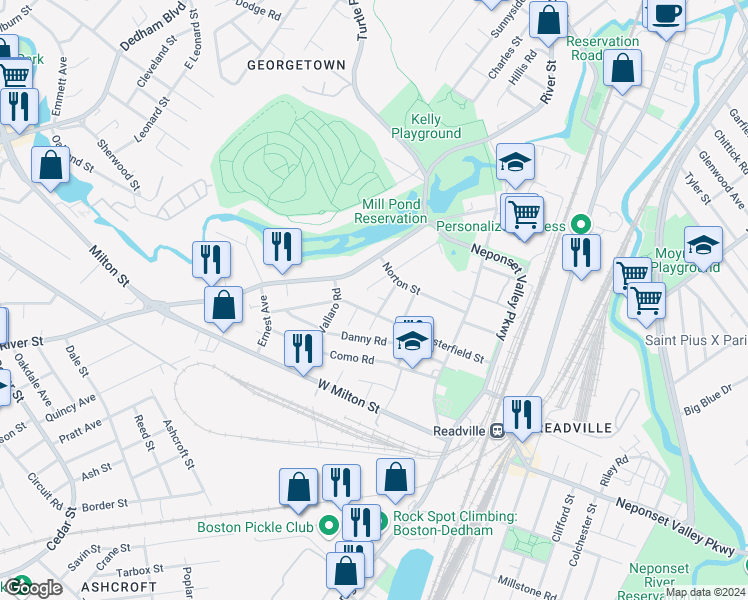 map of restaurants, bars, coffee shops, grocery stores, and more near 8 Edson Terrace in Boston