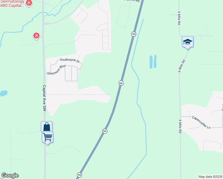 map of restaurants, bars, coffee shops, grocery stores, and more near 5491 Hoag Road in Battle Creek