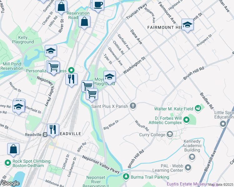 map of restaurants, bars, coffee shops, grocery stores, and more near 170 Washington Street in Boston