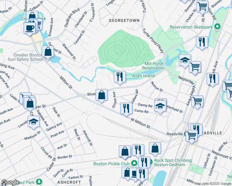 map of restaurants, bars, coffee shops, grocery stores, and more near in Boston