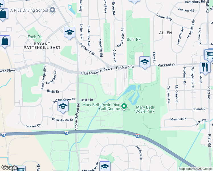 map of restaurants, bars, coffee shops, grocery stores, and more near 3103 Homestead Commons Drive in Ann Arbor