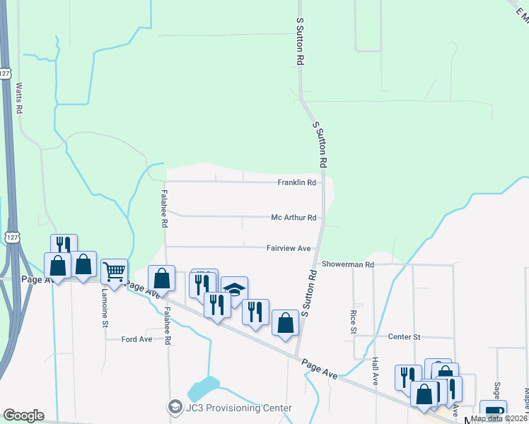 map of restaurants, bars, coffee shops, grocery stores, and more near 4010 Mc Arthur Road in Jackson