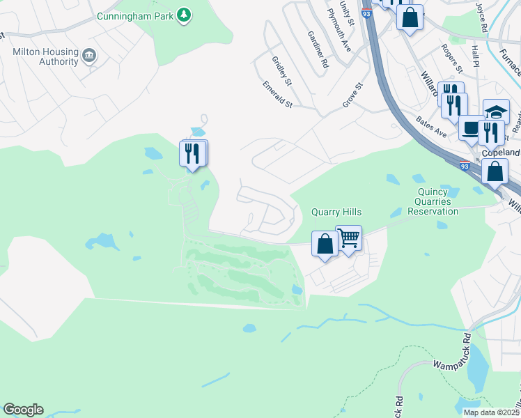 map of restaurants, bars, coffee shops, grocery stores, and more near 361-381 Ricciuti Drive in Quincy