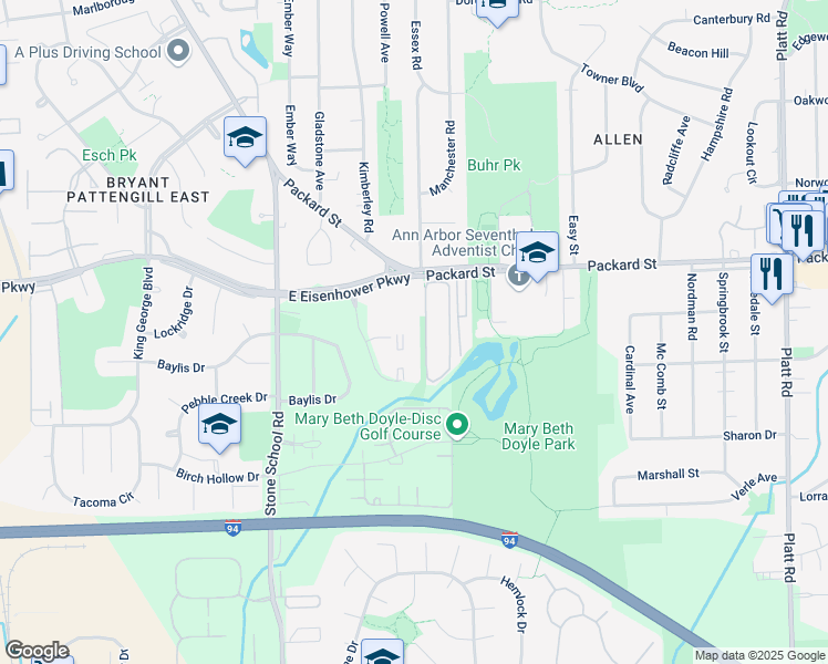 map of restaurants, bars, coffee shops, grocery stores, and more near 3157 Homestead Commons Drive in Ann Arbor