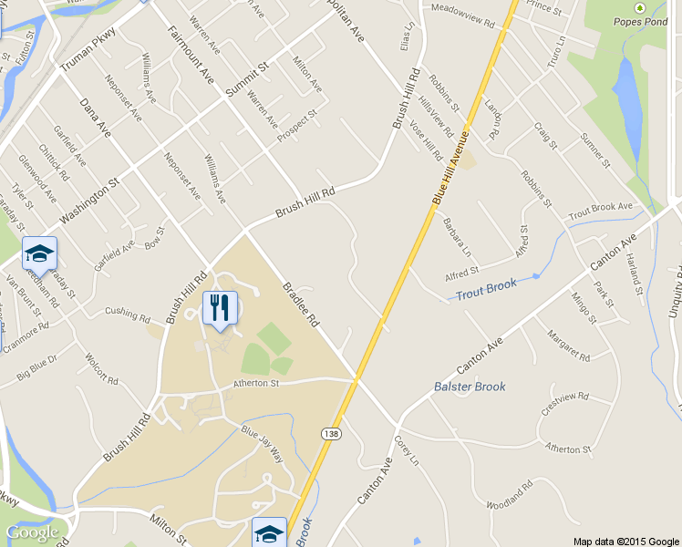 map of restaurants, bars, coffee shops, grocery stores, and more near 751 Blue Hill Avenue in Milton