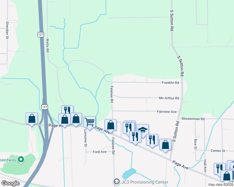 map of restaurants, bars, coffee shops, grocery stores, and more near 3978 Mc Arthur Road in Jackson