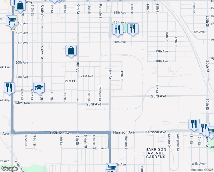 map of restaurants, bars, coffee shops, grocery stores, and more near 2235 11th Street in Rockford