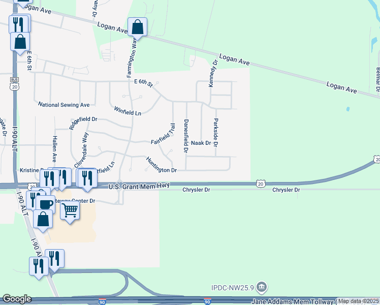 map of restaurants, bars, coffee shops, grocery stores, and more near 2958 Hiddengreen Dr in Belvidere