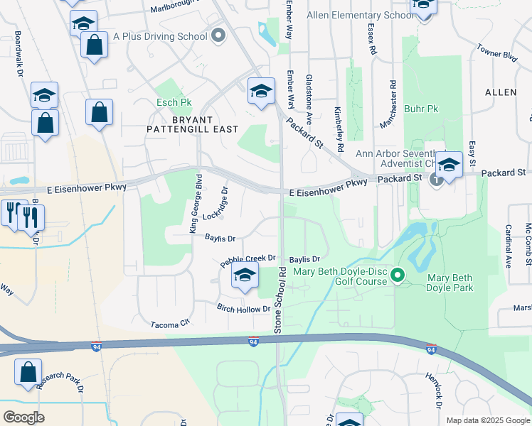 map of restaurants, bars, coffee shops, grocery stores, and more near 2919 Ward Court in Ann Arbor