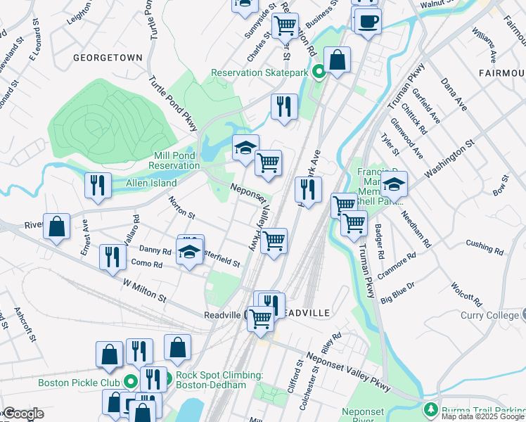 map of restaurants, bars, coffee shops, grocery stores, and more near 15 Waterloo Street in Boston