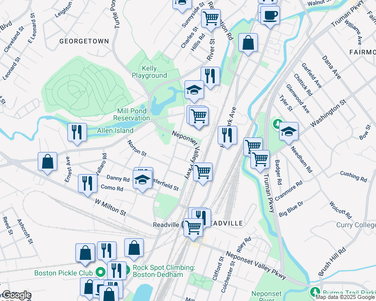 map of restaurants, bars, coffee shops, grocery stores, and more near 15 Waterloo Street in Boston