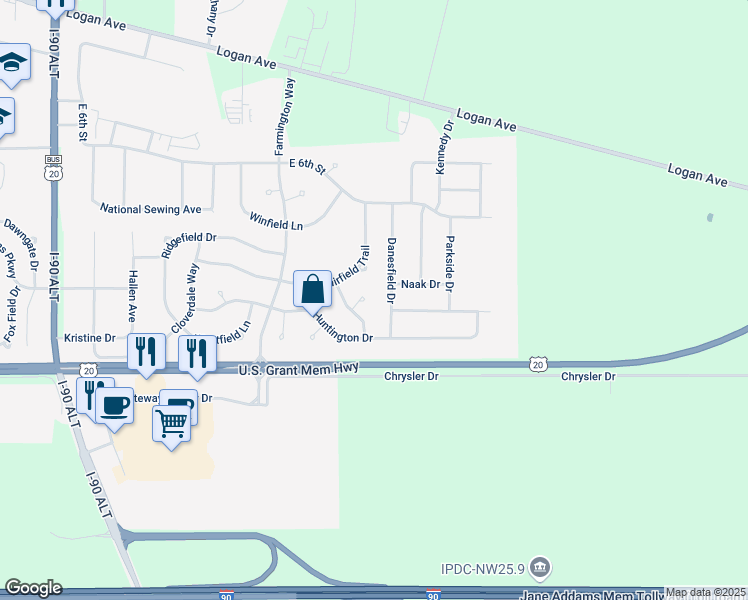 map of restaurants, bars, coffee shops, grocery stores, and more near 2807 Stonington Court in Belvidere