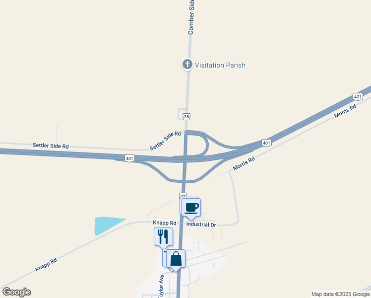 map of restaurants, bars, coffee shops, grocery stores, and more near Comber Side Road in Comber