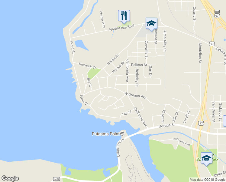 map of restaurants, bars, coffee shops, grocery stores, and more near 811 Quail Point Drive in Klamath Falls