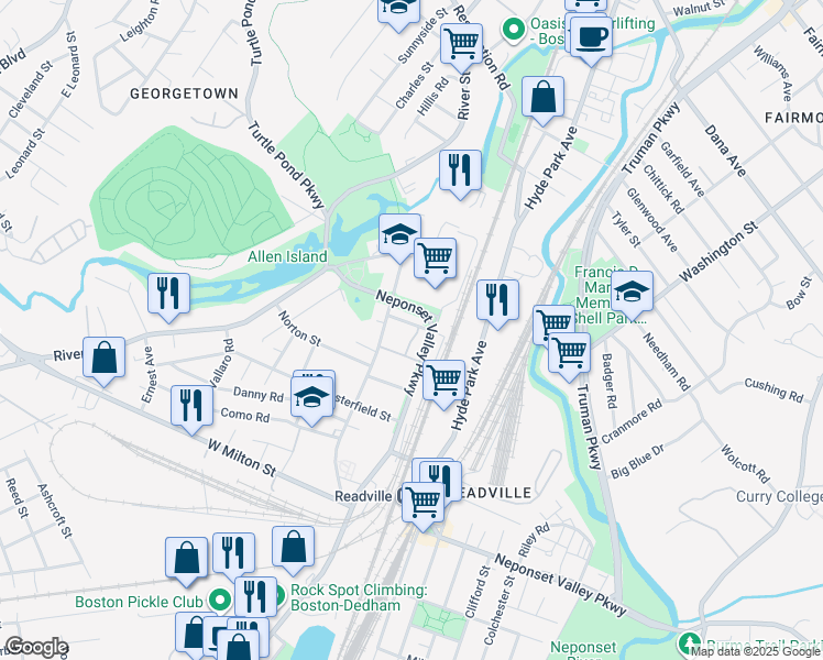 map of restaurants, bars, coffee shops, grocery stores, and more near 15 Waterloo Street in Boston