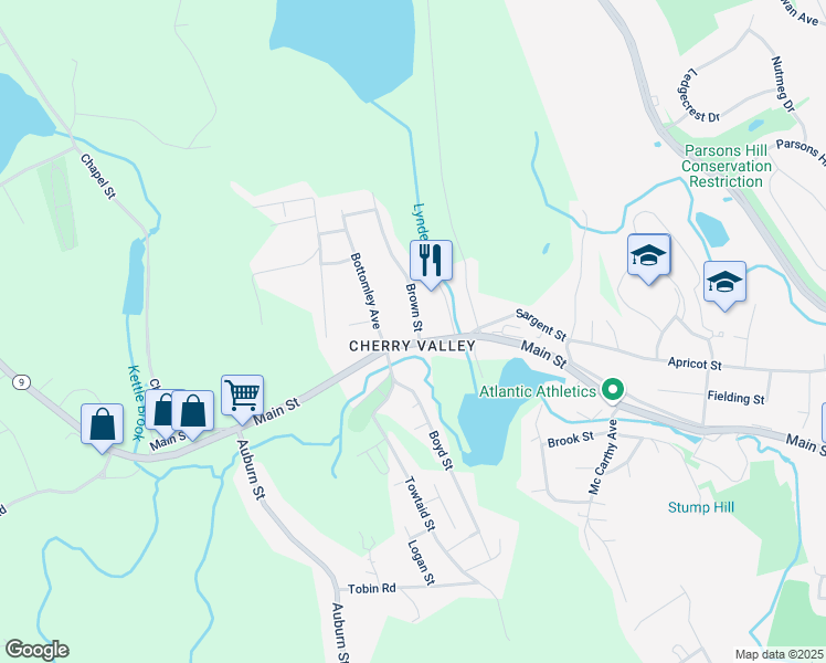 map of restaurants, bars, coffee shops, grocery stores, and more near in Leicester