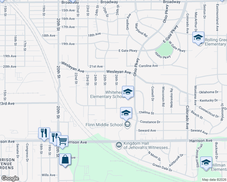 map of restaurants, bars, coffee shops, grocery stores, and more near 2324 25th Street in Rockford