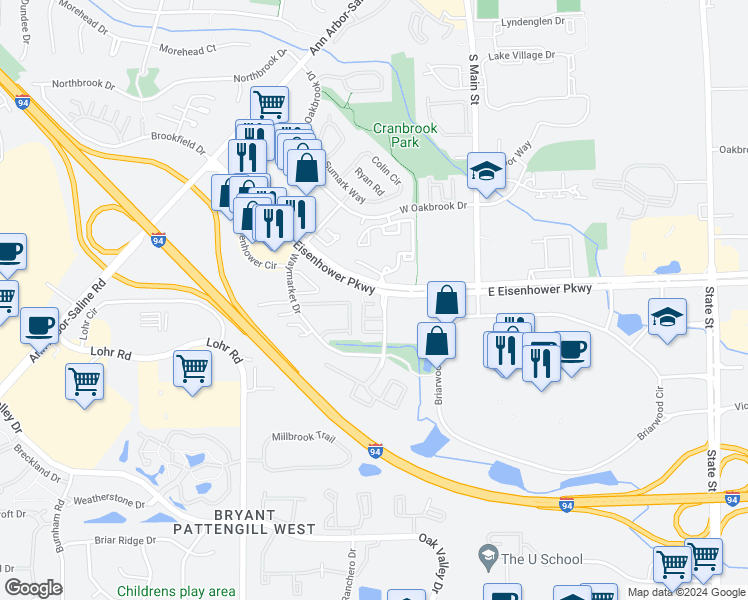 map of restaurants, bars, coffee shops, grocery stores, and more near 2910 Signature Boulevard in Ann Arbor