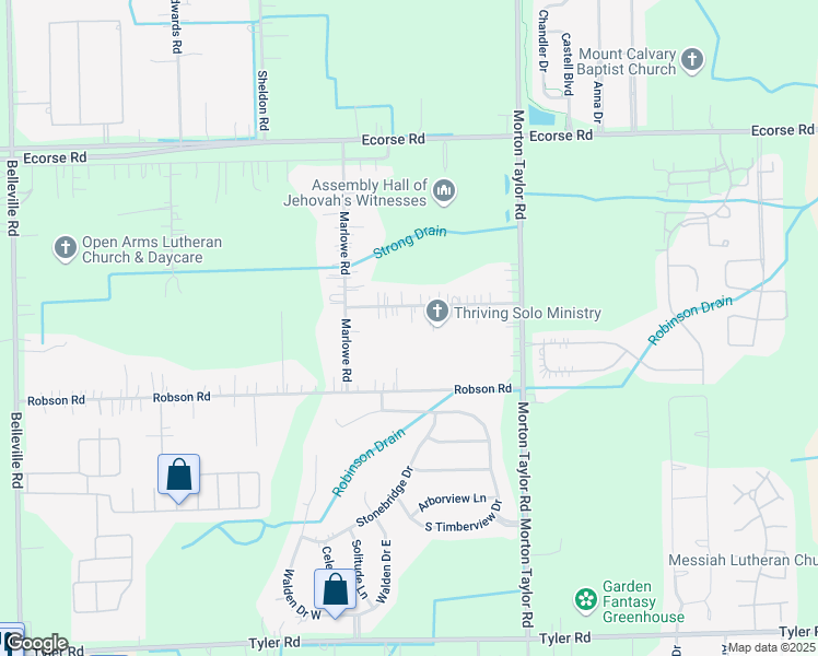 map of restaurants, bars, coffee shops, grocery stores, and more near 43815 Crowley Road in Belleville