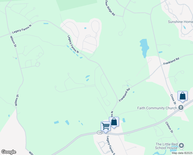 map of restaurants, bars, coffee shops, grocery stores, and more near 16 Poplar Lane in Hopkinton