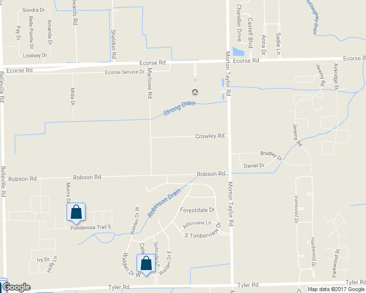 map of restaurants, bars, coffee shops, grocery stores, and more near 43815 Crowley Road in Belleville