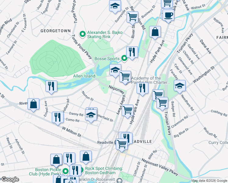 map of restaurants, bars, coffee shops, grocery stores, and more near 15 Waterloo Street in Boston
