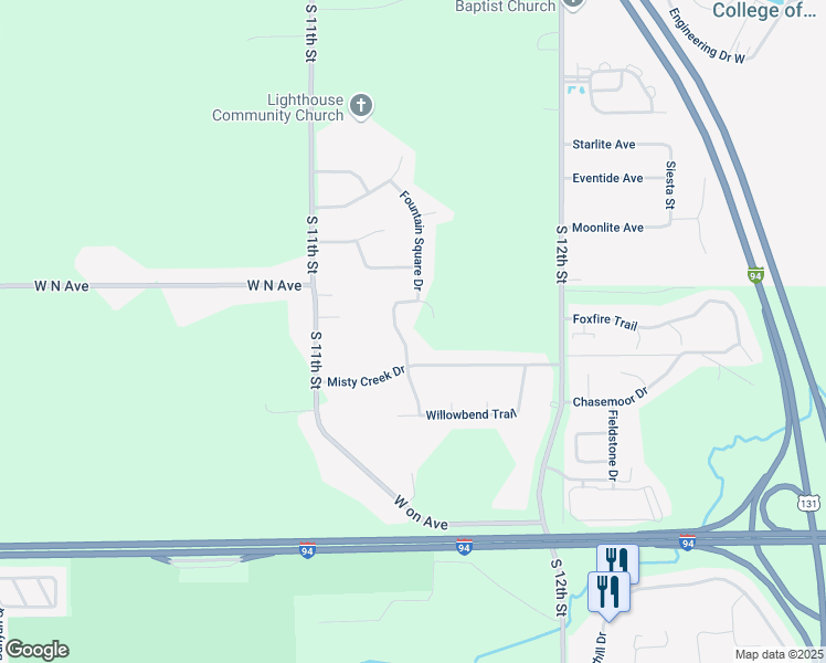 map of restaurants, bars, coffee shops, grocery stores, and more near 5019 Fountain Square Drive in Kalamazoo