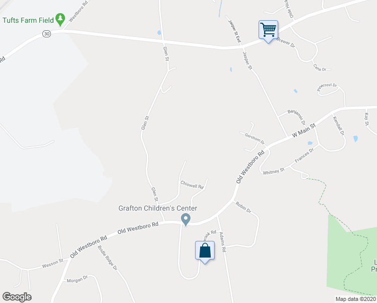 map of restaurants, bars, coffee shops, grocery stores, and more near 20 Glenwood Lane in Grafton