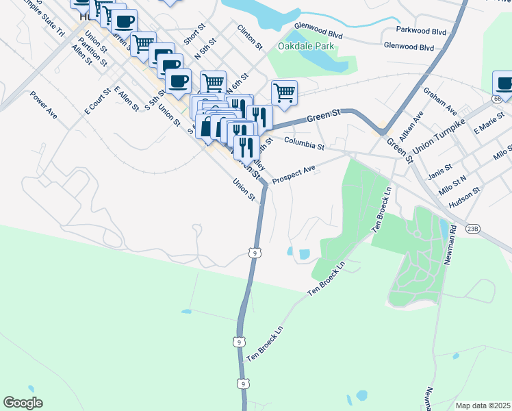 map of restaurants, bars, coffee shops, grocery stores, and more near 16 Worth Avenue in Hudson