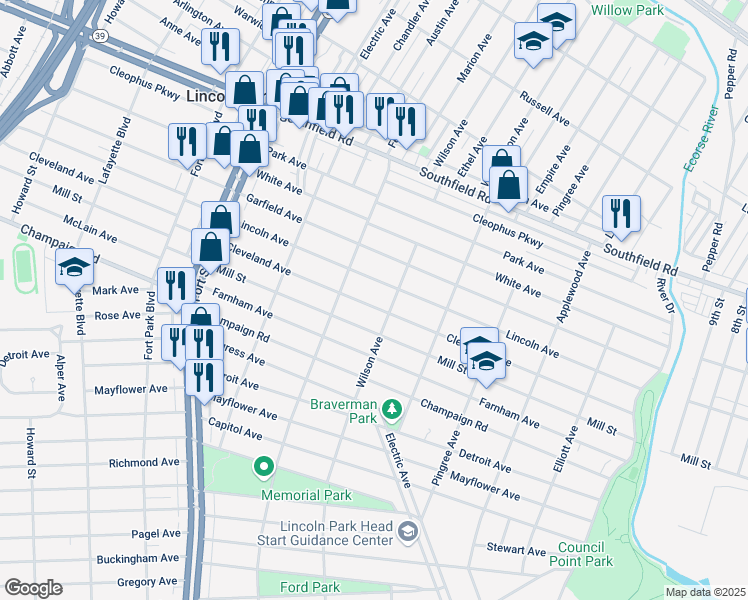 map of restaurants, bars, coffee shops, grocery stores, and more near 923 Lincoln Avenue in Lincoln Park
